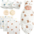 DRESHOW BQUBO Cotton Baby Swaddle Hat Set Newborn Infant Receiving Blankets by DRESHOW