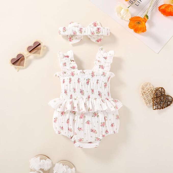 YOUNGER TREE Baby girl Romper Infant Summer Clothes Ruffle Sleeveless One Piece - Image 3