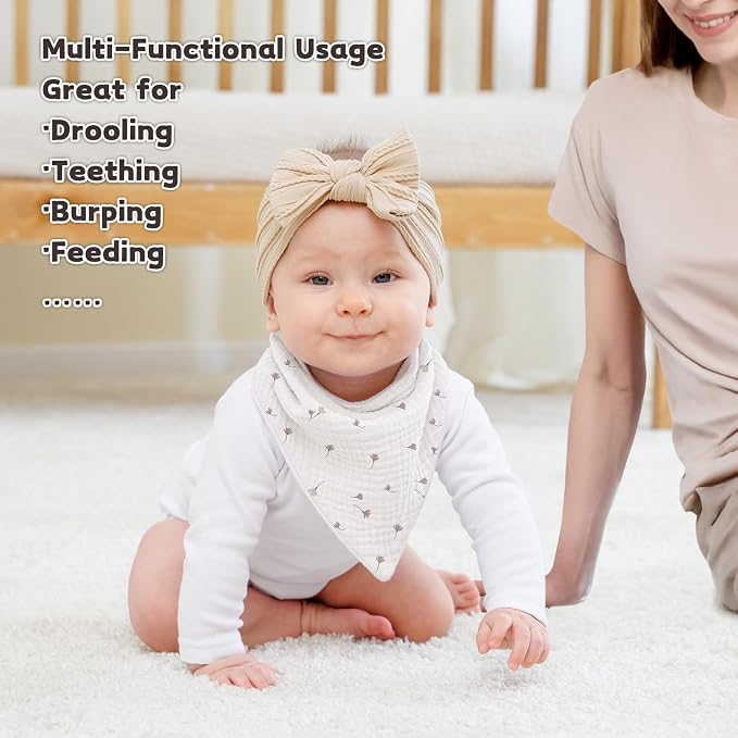 Susurration Muslin Baby Drool Bibs 6Pack Soft Triangular Adjustable Baby - Image 3
