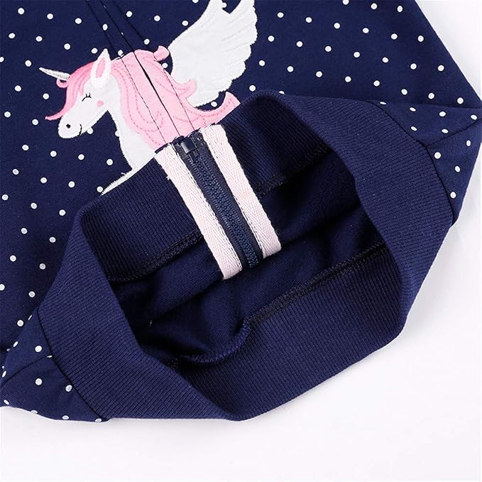 Baby Girl Zip-up Jacket Rainbow Unicorn Cotton Hoodie Sweatshirt Toddler Fall - Image 5