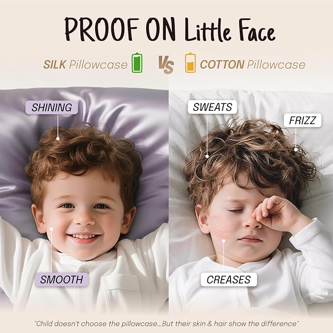 OLESILK 100% Mulberry Silk Toddler Pillowcase for Hair and Skin, Both Sides 19 Momme Pure Natural Silk Travel Pillow Cases with Hidden Zipper, 13"x 18", Gold