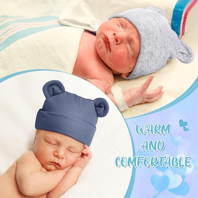 Toulite 6 Pcs Preemie Hats Cotton Preemie Beanies Baby Caps Cute Beanie Bear - Image 4