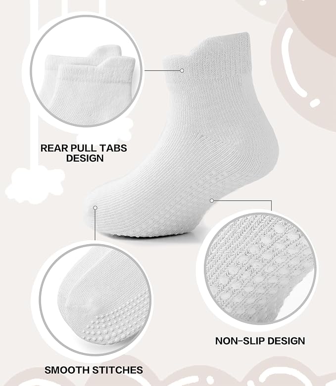 Baby Non Slip Grip Ankle Socks for Infants Toddlers Kids Boys Girls 9 Pack | - Image 4
