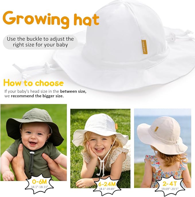Baby Girl Sun Hat with UPF 50+ Outdoor Adjustable Toddler Beach Hat with Wide - Image 6