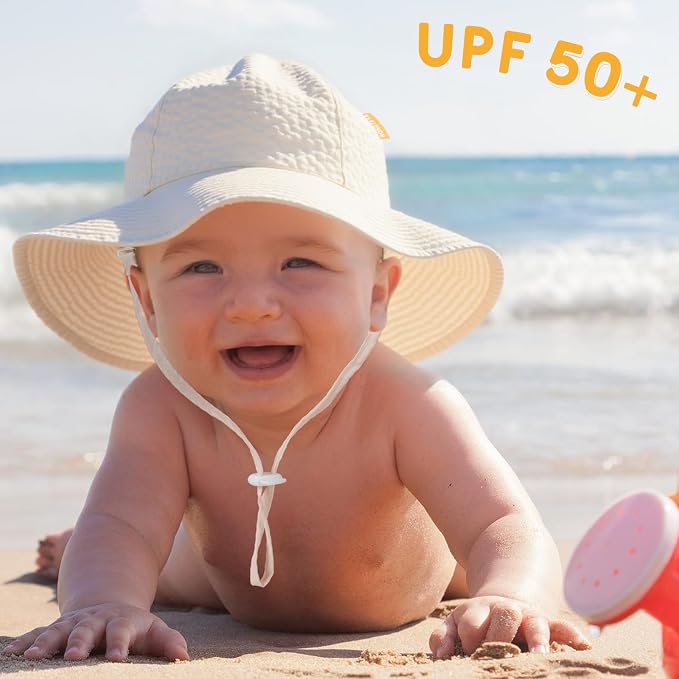 HONGTEYA Baby Sun Hat Wide Brim Adjustable Toddler Beach Bucket Hat | Soft - Image 2
