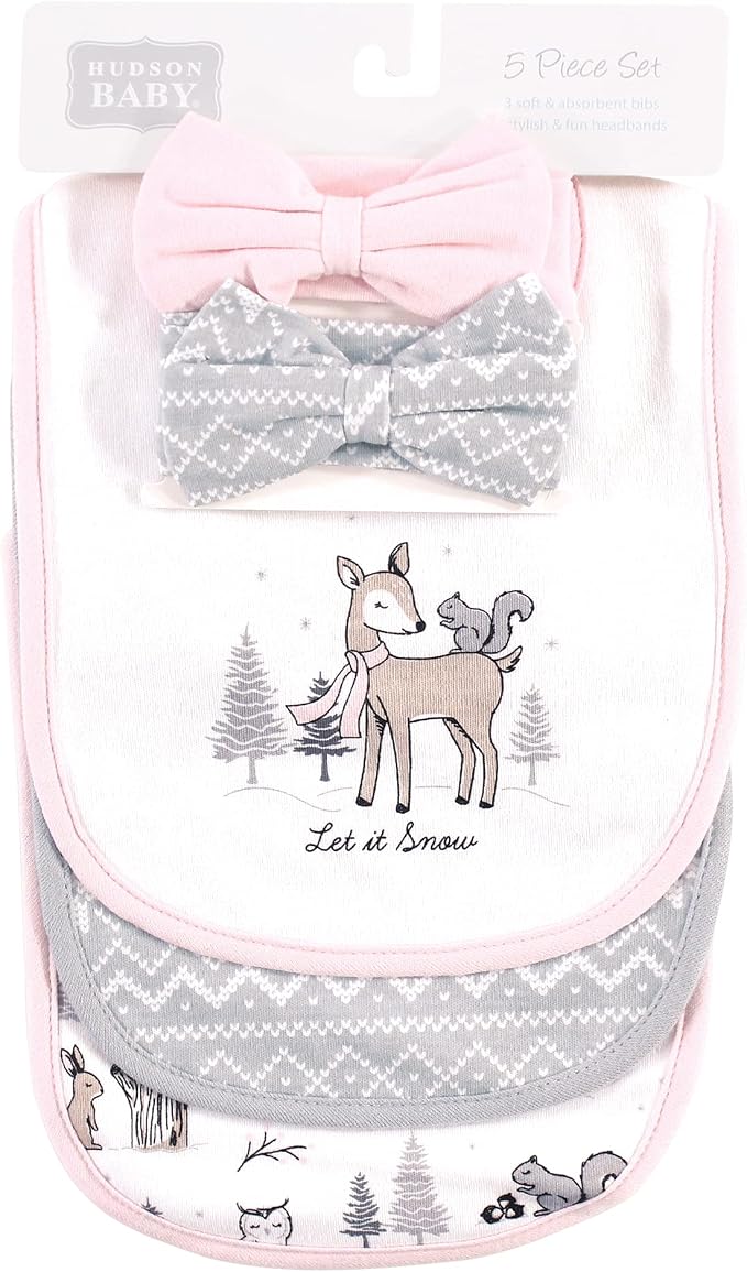 Hudson Baby Unisex Baby Cotton Bib and Headband Set - Image 2