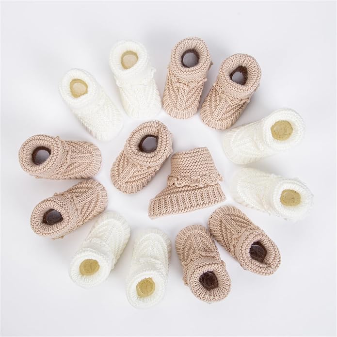 Baby Booties, Newborn Walking Shoes, Infant Hand Crochet Knit Cotton Sock - Image 5
