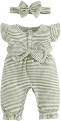 YINGISFITM Newborn Baby Girl Summer Clothes Short Sleeve Bubble Romper Bow by YINGISFITM