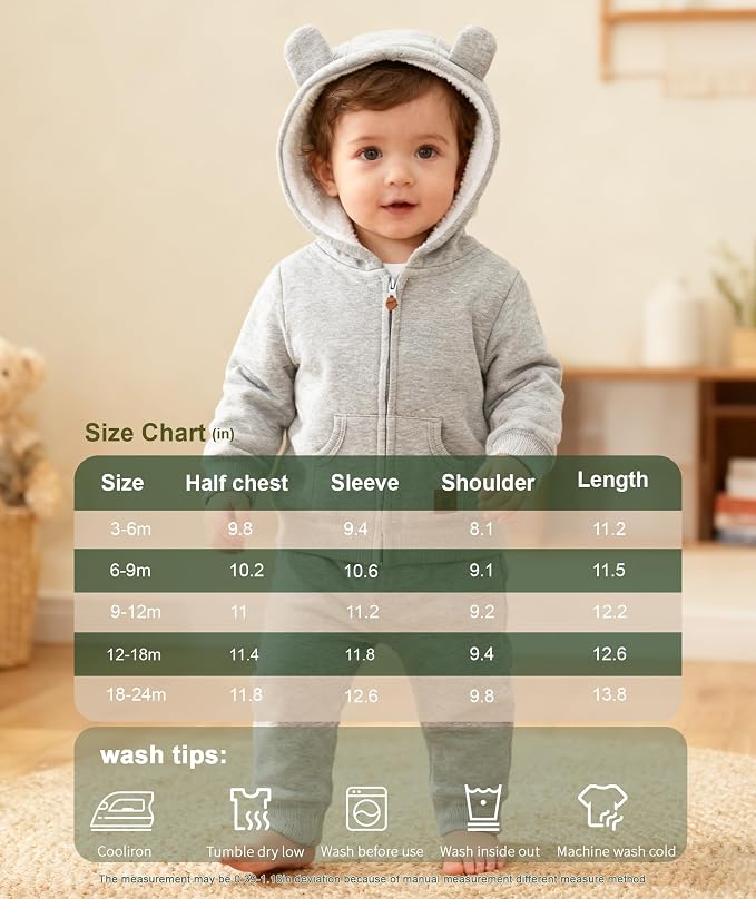 Hikido Baby Girls Boys Warm Adorable Hooded Zip Coat - Image 7