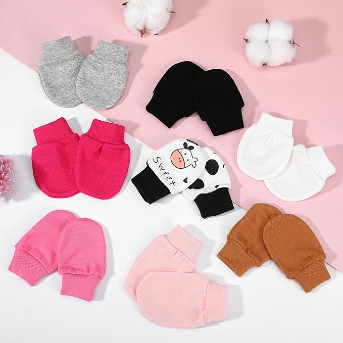 8 Pairs Newborn Infant Toddler Mittens, Elastic Cotton No Scratch Newborn Baby - Image 8