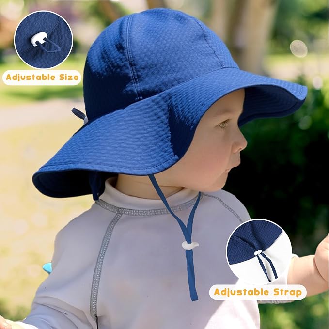 HONGTEYA Baby Sun Hat Wide Brim Adjustable Toddler Beach Bucket Hat | Soft - Image 3
