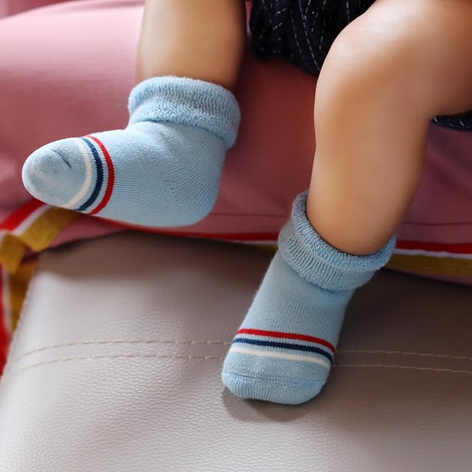RATIVE Newborn Baby Socks 0-6, 6-12 Months Terry Turn Cuff Socks - Image 7