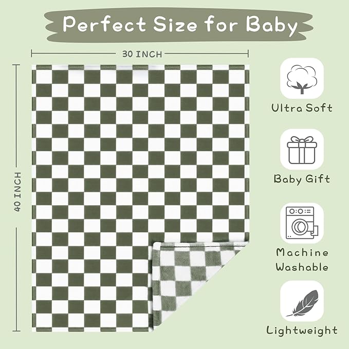 Yurhap Checkered Baby Blanket Fleece Baby Blankets - Image 4