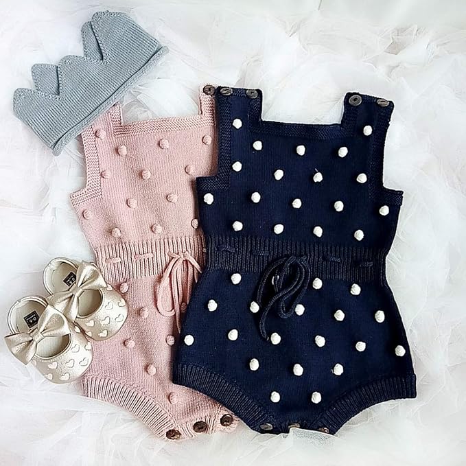 Simplee kids Baby Girl Romper, Sleeveless Pompoms Square Neck | Soft Breathable - Image 2