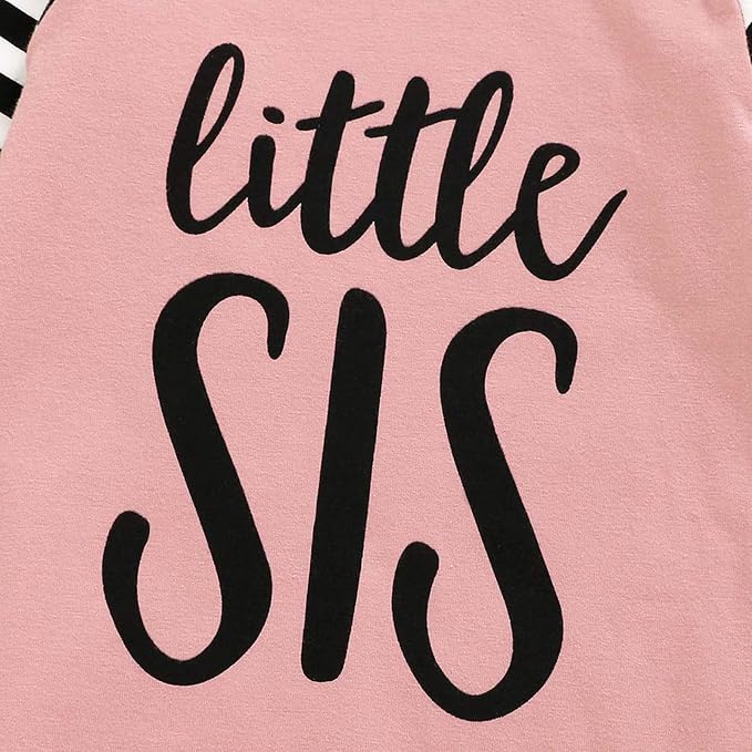 AMAWMW Newborn Baby Girl Little Sister Sleeper Gown Stripe Long Sleeve - Image 7