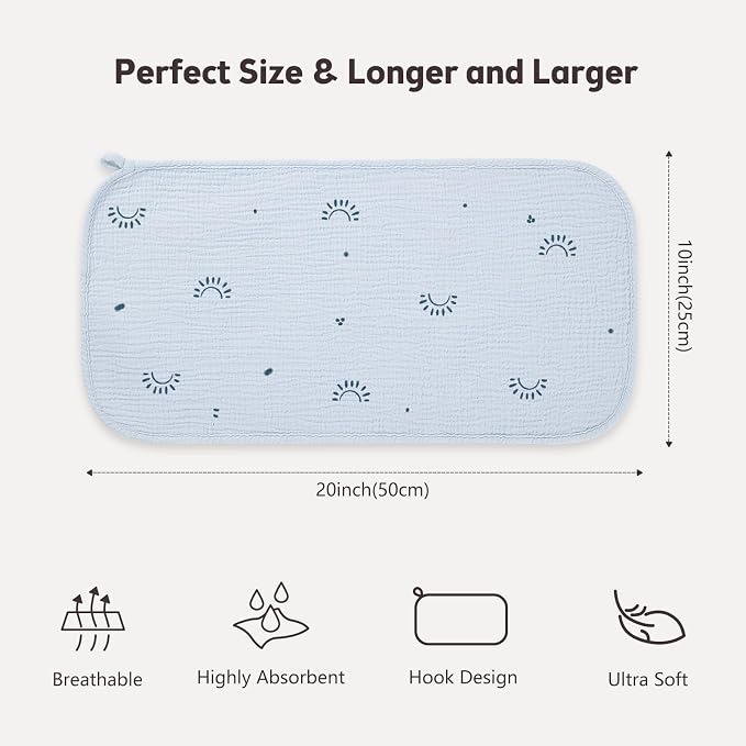 Bearmoss 10 Pack Muslin Burp Cloths, Newborn Essentials Large Extra Washcloths - Image 2