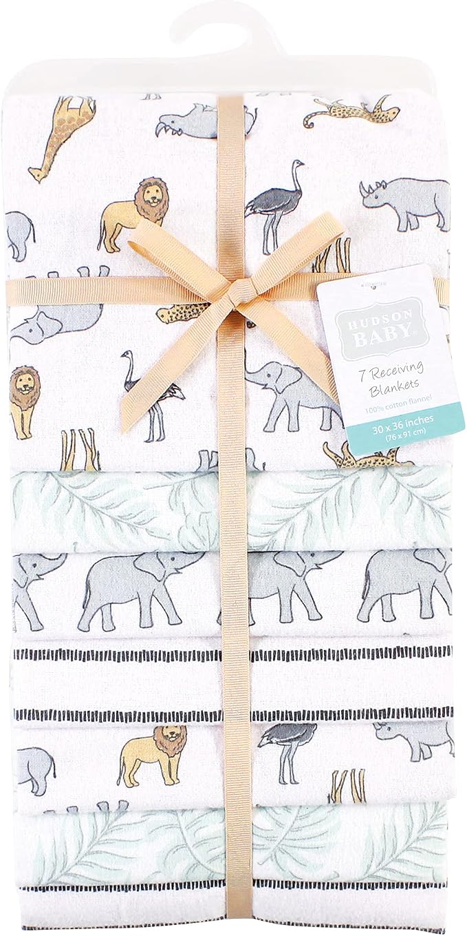 Hudson Baby Unisex Baby Cotton Flannel Receiving Blankets Bundle, Modern - Image 2