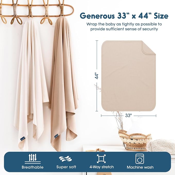 2 Pack Newborn Swaddle Blanket, Ultra Soft Stretchy Jersey Knit Extra Large - Image 3