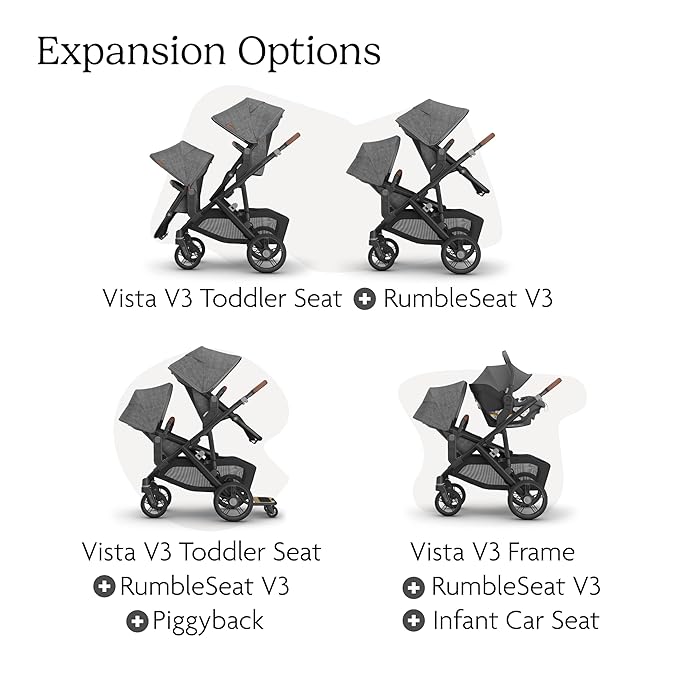 UPPAbaby RumbleSeat V3 Second Lower Seat - Compatible with Vista V2 and Vista V3 - All-Weather Seat + Magnetic Buckle – Adapters Included -Owen (Mocha Mélange)