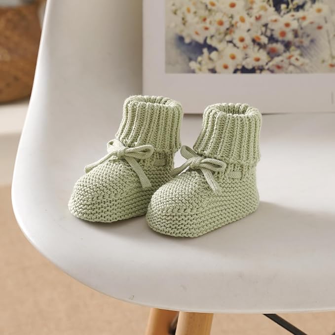 Hadetoto 100% Organic Cotton Baby Beanie and Booties Set | Newborn, Knit Sock - Image 7