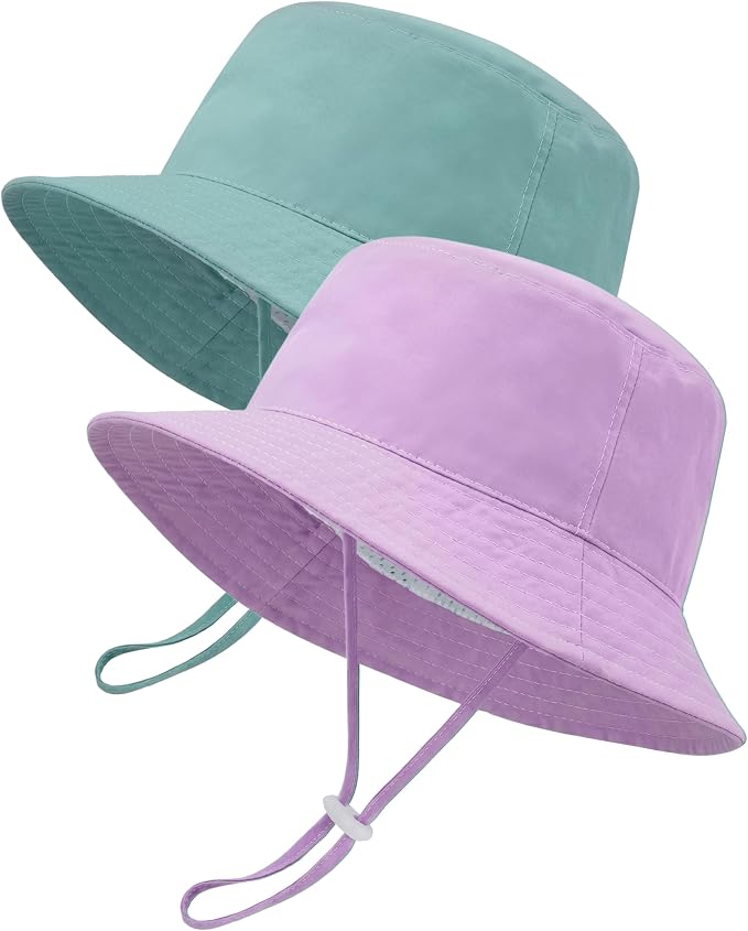 Baby Sun Hat Kids Summer Sun Protection Toddler Bucket Hat Wide Brim Adjustable by HONGTEYA