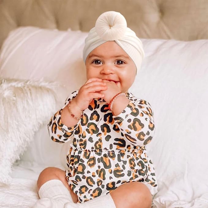 DRESHOW BQUBO 5 Pieces Newborn Baby Turban Hats Bow Baby Infant Beanie - Image 3