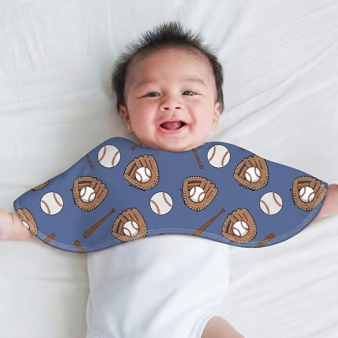 SmoothNovelty 5 Pack Baseball Baby Burp Cloths Soft Absorbent Burping Rags - Image 5