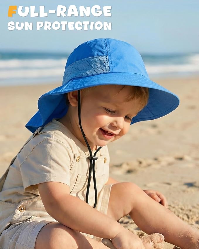 Toddler Baby Sun Hat Kids Summer Beach Essentials Adjustable Beach Hats - Image 4