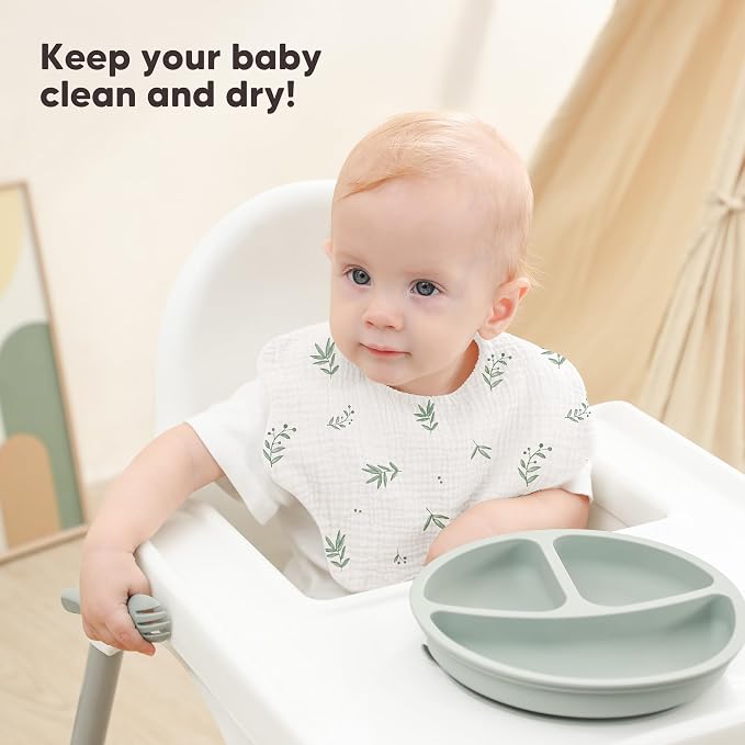 Bearmoss Muslin Baby Bibs for Drooling & Teething Cotton Drool Bib 6 Pack | - Image 2