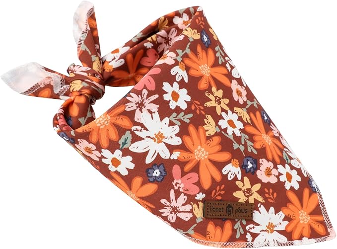 Lionet Paws Fall Dog Bandana Washable Cotton Borwn Handkerchief Scarf Triangle - Image 2