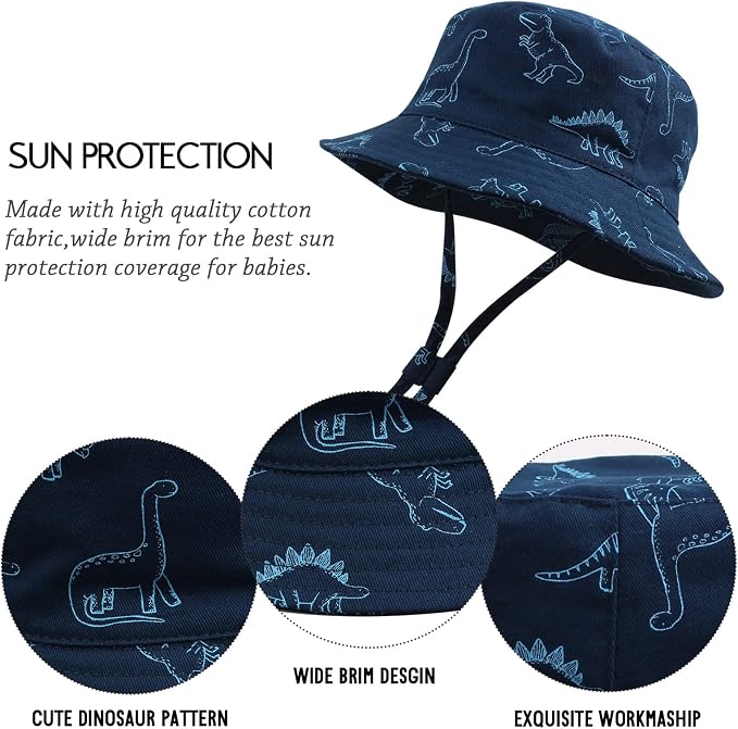 JANGANNSA Dinosaur Baby Boys Sun Hat Cotton Toddler Girls Bucket Hats Summer - Image 4