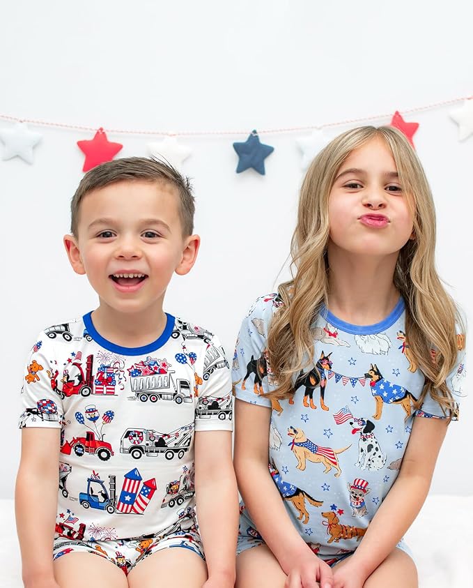 babee Reshinee Bamboo Viscose Toddler Boys Pajamas Set, Short Sleeve Kids - Image 5