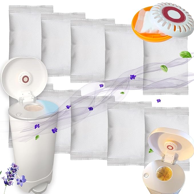 10PCS Lavender Scented Baking Soda Refills for Puck Baking Soda Cartridge, Diaper Pail Deodorizers Odor Absorber Compatible with Munchkin Step and Pail Diaper Pails