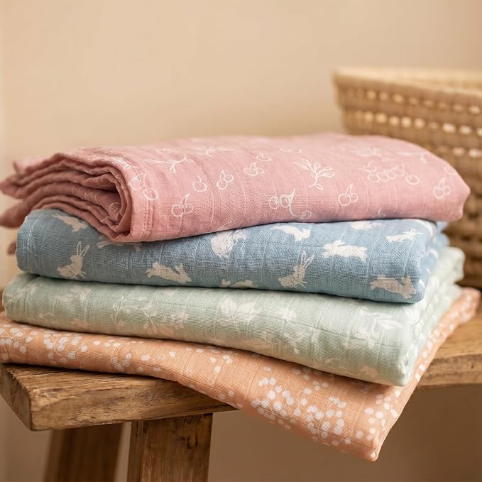 Muslin Swaddle Blankets for Newborn, Cotton Receiving Blanket | 4 Pack 100% - Image 8