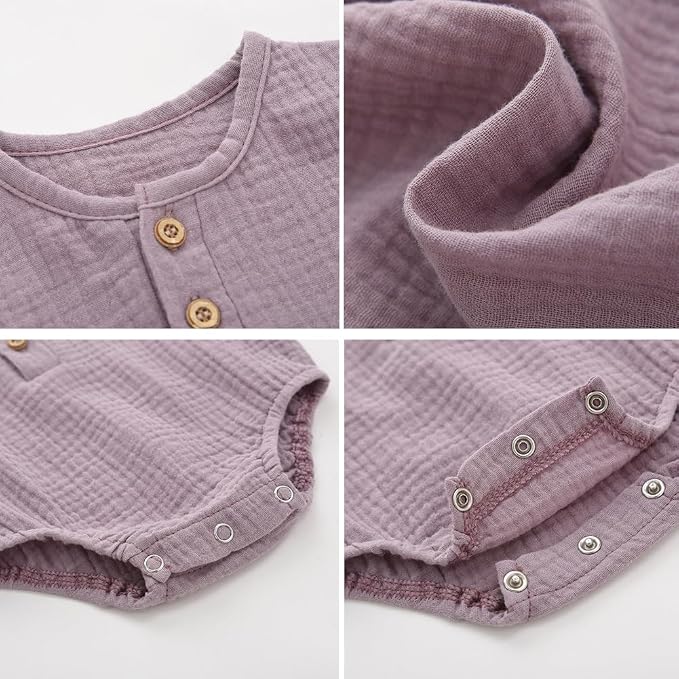 Baby Boy Romper 3 Pack Sleeveless Cotton Linen Tank Top Bodysuit | Breathable - Image 7