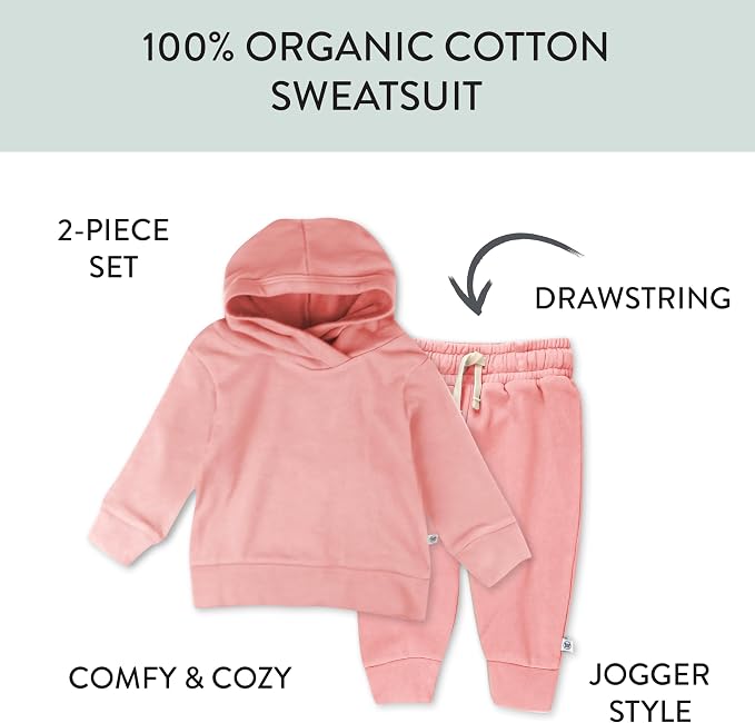 HonestBaby unisex-baby Light Weight Hoodie & Sweatpant Set 100% Organic Cotton - Image 2