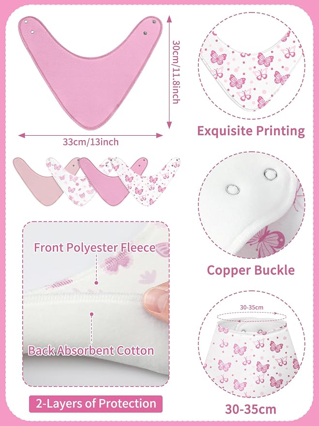 4 Pcs Baby Bandana Bib Cute Baby Nursery Decor Cotton Newborn Infant Feeding - Image 2
