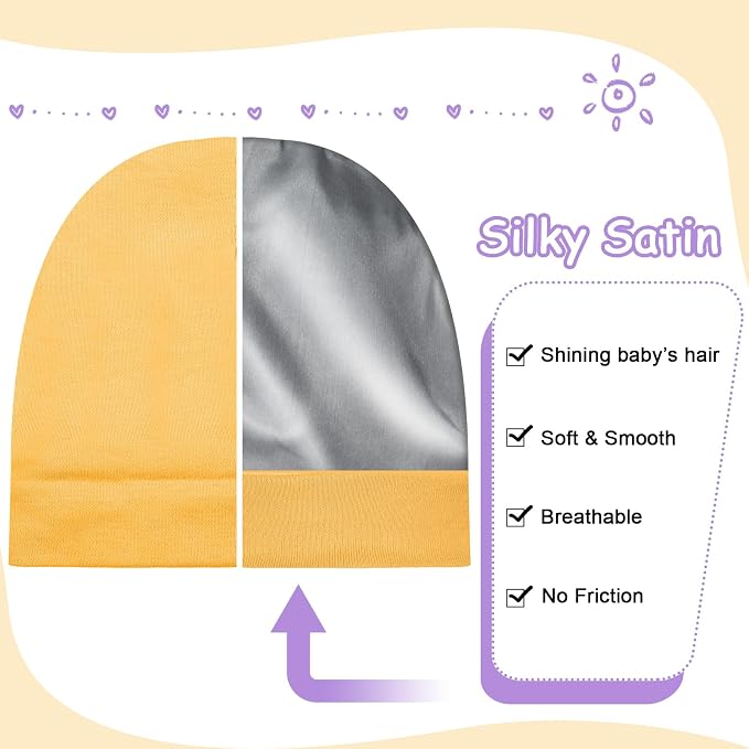 6 Pack Satin Lined Baby Beanie Newborn - Image 3