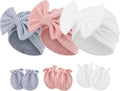 Newborn Baby Hats and Mittens Set Infant Bow Beanie Cap Toddler Gloves Newborn by AQOKKA