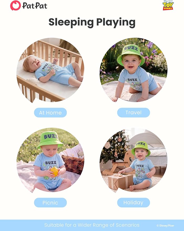 Disney Baby Boy's 2-Piece Romper and Sun Hat Outfit Set Newborn to Infant - Image 7