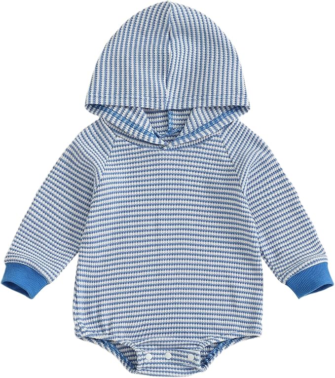 Baby Girl Boy Hooded Sweatshirt Long Sleeve Solid Color Romper Infant Baby Fall by Unknown