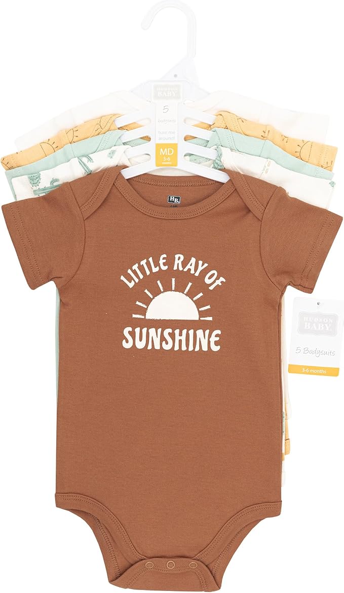Hudson Baby Infant Boys Cotton Bodysuits 5-Pack - Image 2