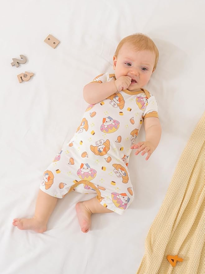 GUISBY Baby Rayon Romper Pajamas, 0-24M | Silky Soft Feel，Snap Closure，Footless - Image 5