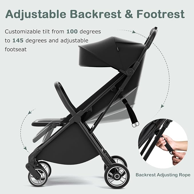 INFANS Lightweight Baby Stroller, Ultra-Compact Fold Airplane Ready Travel Stroller, One-Hand Gravity Fold Near Flat Recline Seat, Foldable Toddler for Infant 0-36 Month