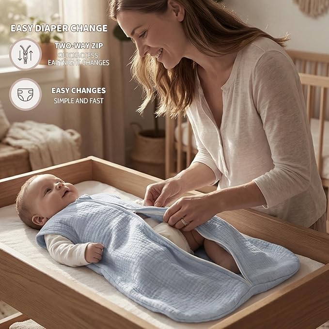 BSTOPPT 2 Pack Baby Sleep Sack 18-24 Months 100% Organic Cotton Muslin Baby - Image 3