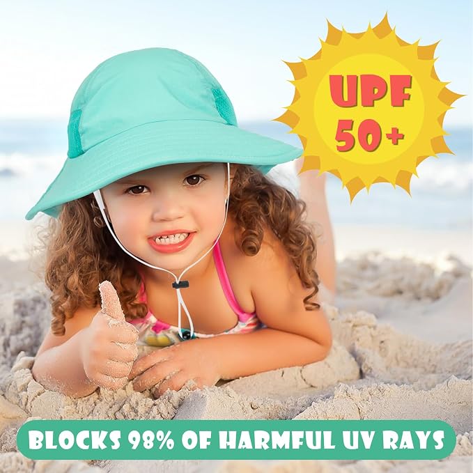 Toddler Baby Sun Hat Kids Summer Beach Essentials Adjustable Beach Hats - Image 2