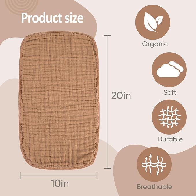 MIGIOL Muslin Burp Cloths 100% Cotton Pack of 12. Soft, Gentle & Absorbent Baby - Image 2