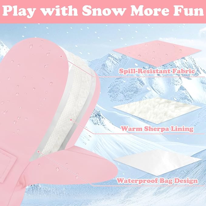 Sarfel Toddler Mittens Waterproof Toddler Gloves Baby Winter Mittens Toddler - Image 2