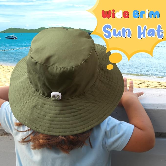 Baby Sun Hat Kids Summer Sun Protection Toddler Bucket Hat Wide Brim Adjustable - Image 5