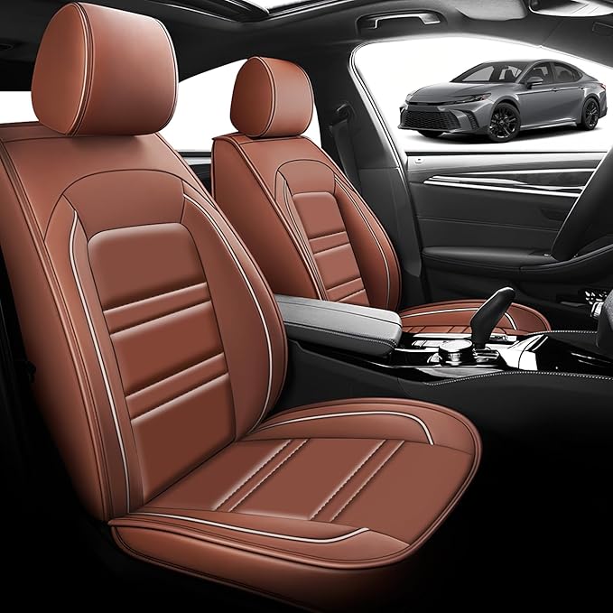 Seat Cover for Toyota Camry 2002-2025 | Car Seat Covers Front Seats, Waterproof Seat Protectors, Automotive Front Seat Covers (Front Seat, Coffee)
